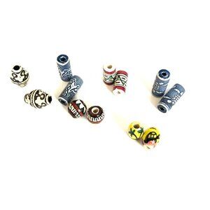 Vintage Tribal Design Ceramic Jewelry Making Supplies Bead Sets Beads Lot